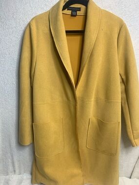 Eileen Fisher Golden Yellow Open-Front Wool-Blend Trench